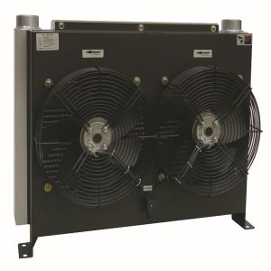 Hydraulic oil cooler with fan motor